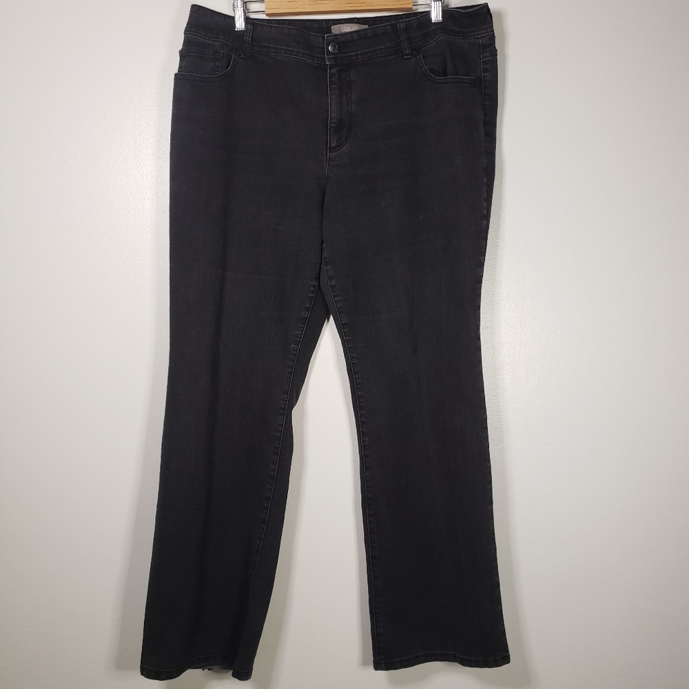 Chico's Size 3 (16) Dark Gray Wash Straight Leg